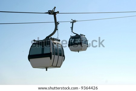 two cable-way in Nation Park, in Lisbon, Portugal