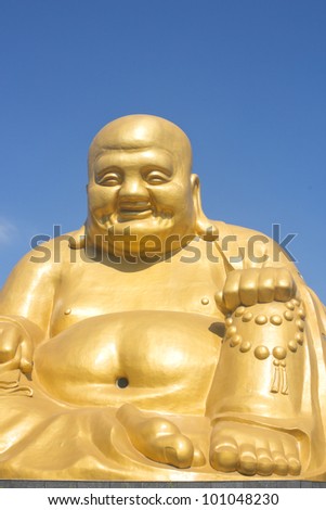 Golden Statue of the Laughing Buddha in Taichung, Taiwan