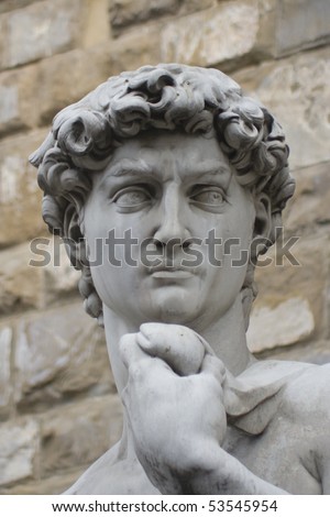 stock photo Head of Michelangelo s David copy of the sculpture in