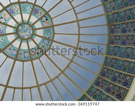 Stained glass ceiling in oriental style