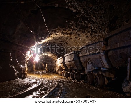 Wagons in gold mine