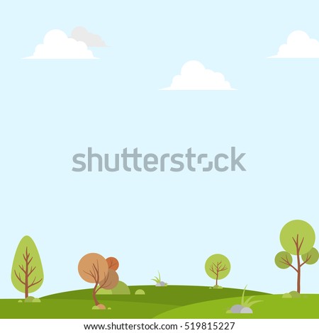 nature landscape background, cuted flat design, vector illustration
