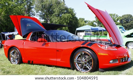 HAMPTON, VA-JUNE 9:A Corvette at the 3rd annual HCS car show at the Hampton Christian School in Hampton Virginia, 2012 in Hampton Virginia on June 9, 2012.