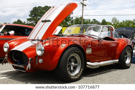 GLOUCESTER, VA- JULY 14:An old Ford Cobra at the Annual Blast from the past car show at the Main St shopping center in Gloucester, Virginia on July 14, 2012.