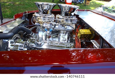 MATHEWS, VA- JUNE 01:V-8 Vega GT motor view in the Annual: Vintage TV\'s \
