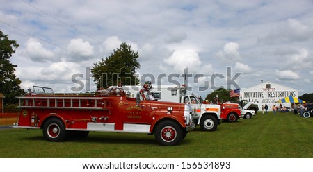 TOPPING, VA- SEPTEMBER 28: Firetrucks on display at the 18th Annual Wings, Wheels and Keels event at Hummel Air Field Topping Virginia on September 28, 2013