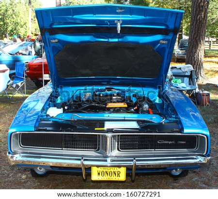 NEWPORT NEWS, VA- OCTOBER 25: A 1969 Charger R/T in the 11th Annual Virginia Fall Classic in Newport News Park in Newport News, Virginia on October 25, 2013