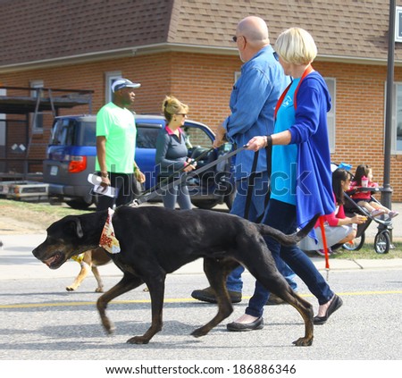 GLOUCESTER, VA - April 5, 2014: 28th annual Daffodil parade, Gloucester Matthews Humane Society in the parade, The Daffodil fest and Parade is a regular event held each spring