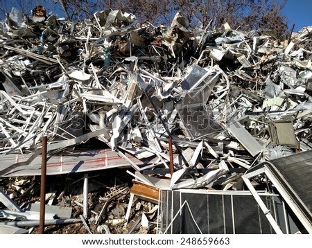 A large pile of twisted and mangled scrap metal piled high