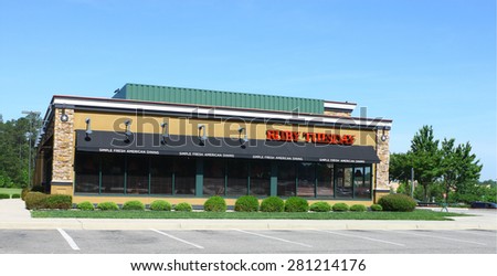 GLOUCESTER, VA - MAY 20 2015: Ruby Tuesday Inc. is an American multinational foodservice retailer that owns, operates, and franchises Ruby Tuesday restaurants.The corporation was formed in 1996