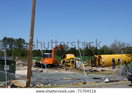 GLOUCESTER - APRIL 16: A Tornado hits the Page Middle School Bus garage in White Marsh April. 16, 2011 in Gloucester Virginia