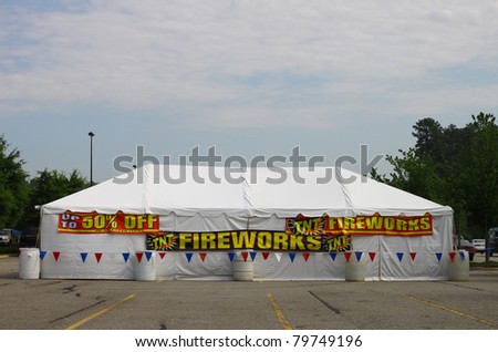 GLOUCESTER,VA,USA-JUNE 22: A traveling vendors pop up Fireworks tent for selling fireworks for July 4th in Gloucester Wal Marts parking lot June 22,2011 in Gloucester,VA,USA