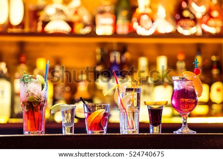 Set of cocktails at the bar