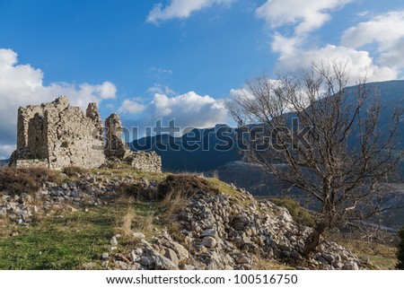 The old medieval Tower of Rigas in Messinia prefecture in Greece