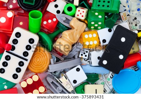Miscellaneous old board game pieces