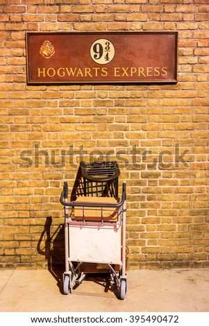 London, United Kingdom - March 3, 2016: This is the British Rail homage to Harry Potter at Kings Cross station in London England.