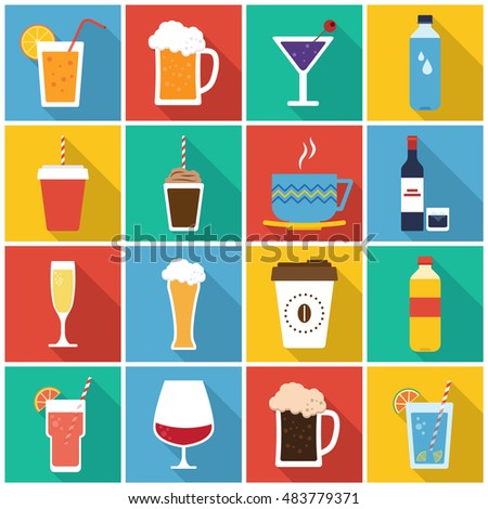 Flat Drinks icon set