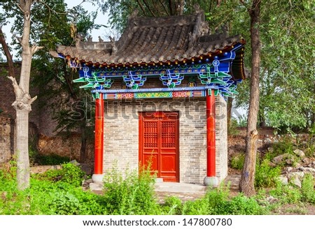 Small temple near village. There are a lot of the temples in Chinese villages. Taken in the Jinyuan(old Taiyuan county), Taiyuan, Shanxi, China.