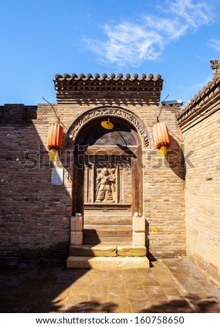 YUCI,SHANXI/CHINA-SEP 25:Chinese ancient County prison gate on Sep 25,2013 in County Yamen of Yuci old town, Yuci,Shanxi,China. The Yuci is a city in Shanxi China.
