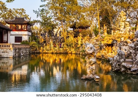 SUZHON, JIANGSU/CHINA-APR 13: Lion Forest Garden scene-One of Chinese classical garden on Apr 13,2015 in Suzhou, Jiangsu, China. There are a lot of famous chinese classical gardens in Suzhou.