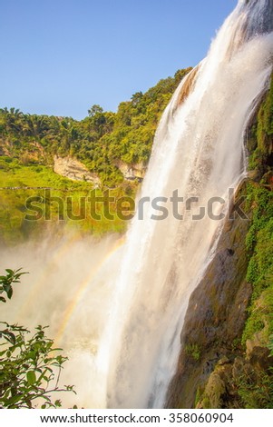 Huangguoshu waterfalls scenery. They are China's largest waterfalls. It is located in the Anshun, Guizhou, China.