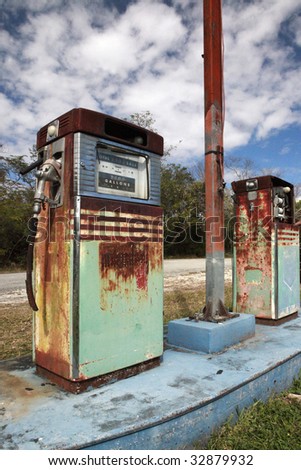 Vintage gas pumps, icons of an era to be extinct.