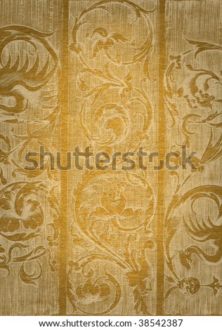 Renaissance etching on a mix of tissue and woven texture background