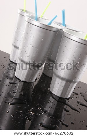 Cold silver soda plastic cups