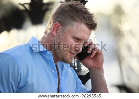 Young man on a cell call