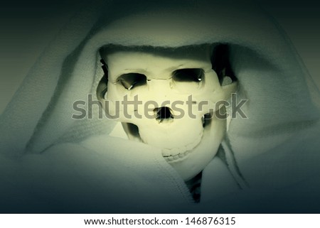 Skull under a white sheet