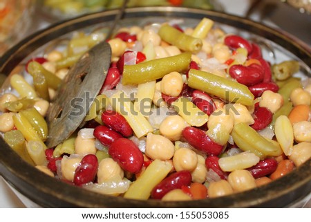 Three bean salad in a large bowl