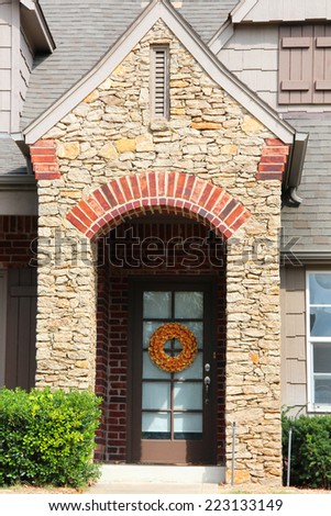 Large fall wreath on a door