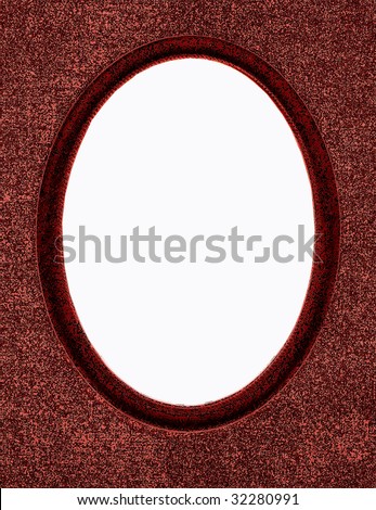 Vintage oval photo frame in dark red color