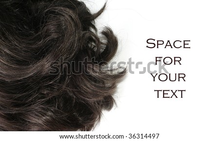 Black hair with white background for text