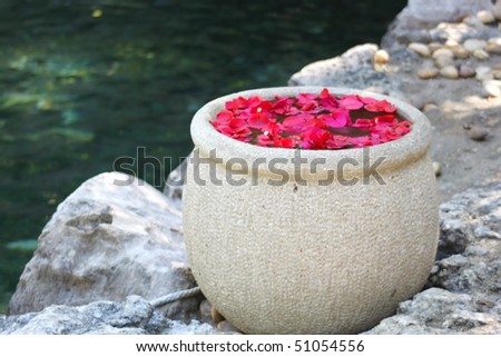 Floating flowers in spa area