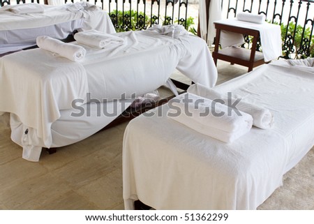 Massage beds outside