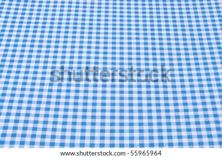 Blue and white tablecloth