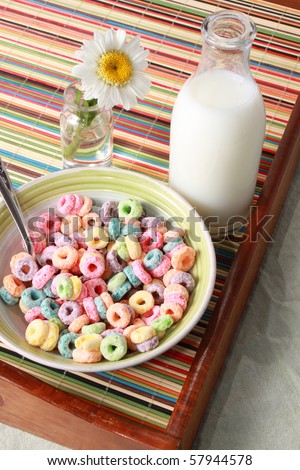 Colorful breakfast cereal