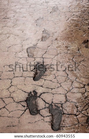 Foot prints on dry land