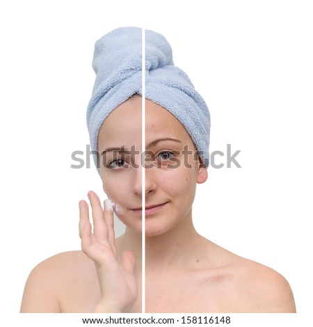 Woman\'s portrait isolated on white. Skin care.