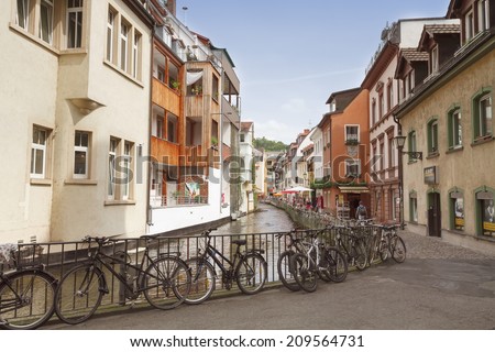 FREIBURG IM BREISGAU GERMANY AUGUST 6 2014 Area Little Venice in Freiburg a city in the south-western part of Germany in the Baden-Wurttemberg state FREIBURG IM BREISGAU GERMANY AUGUST 6 2014 Area Little Venice in Freiburg a city in the south-western part of Germany in the Baden-Wurttemberg state