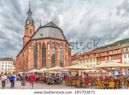 HEIDELBERG, GERMANY - MAY 28, 2015: Church of the Holy Spirit in Heidelberg. The Church of the Holy Spirit is first mentioned in 1239.
