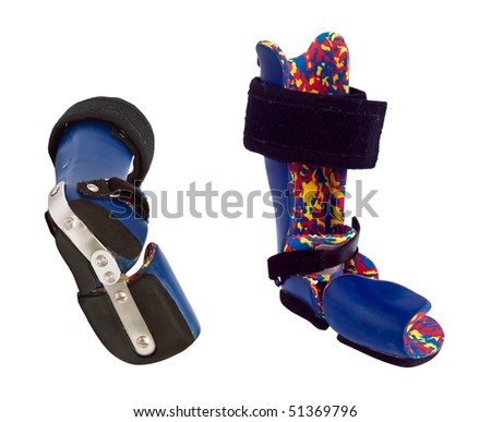 Orthopedic equipment for the correction of clubfoot in children.