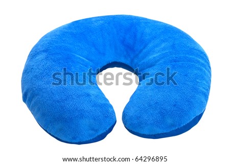 Blue  neck pillow, isolated on a white background.