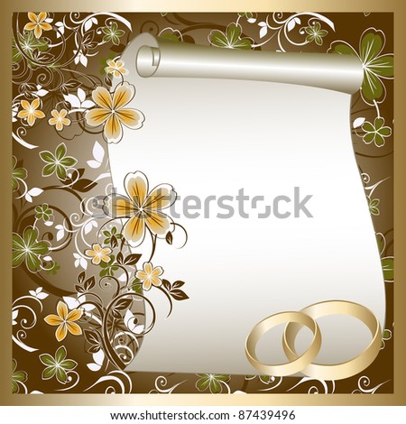 stock photo Wedding card with a floral pattern and place for text