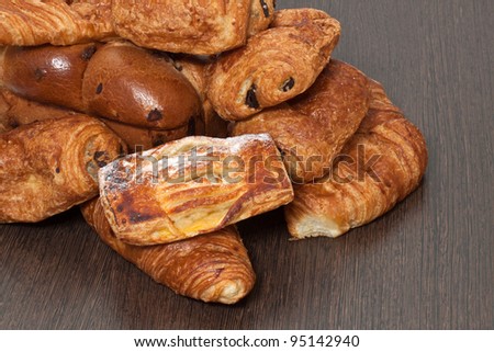 Appetizing French croissants on a table