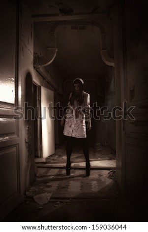 Crazy dead nurse in an abandoned hospital