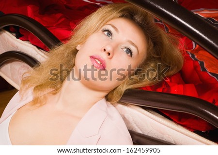Crime scene simulation: unconscious business woman lying on the floor