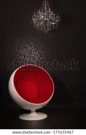 Luxurious Crystal Chandelier With Candles And Red Ball-Chair
