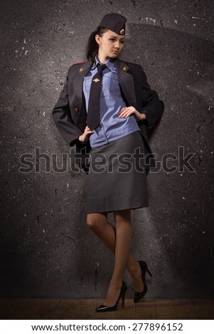Russian woman police officer in uniform